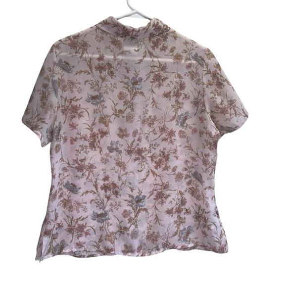 Laura Ashley Floral Pink Short Sleeve Button Down Blouse. Size 10 - Picture 6 of 8